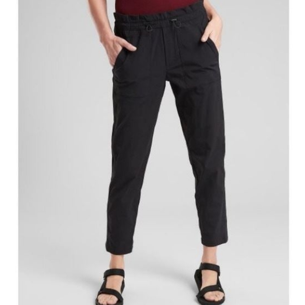Athleta, Trekkie Nylon Drawstring Paper Bag Black Active Nylon Pants, 8 - Picture 1 of 10